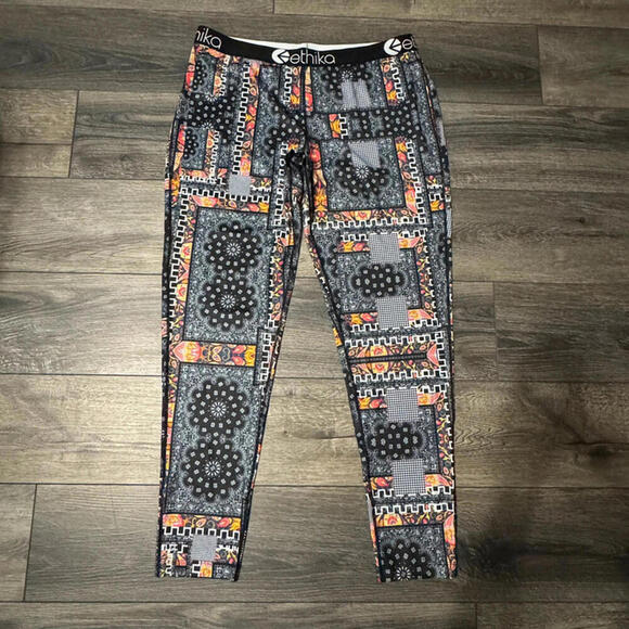 ethika Bandana Paisley Patchwork Mid-Rise XXL Leggings Black 12 Boho - Picture 3 of 5